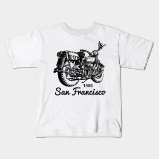 Hand Drawn Motorcycle San Francisco 1986 Retro Style Kids T-Shirt